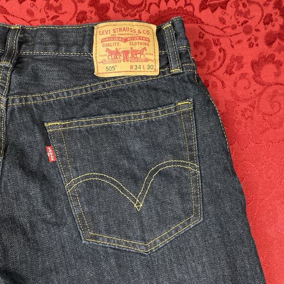 Levi's 505 Jeans Men 34x30 Blue‎ Denim Cotton Regular Fit Straight Y2K VTG EUC - Picture 1 of 14